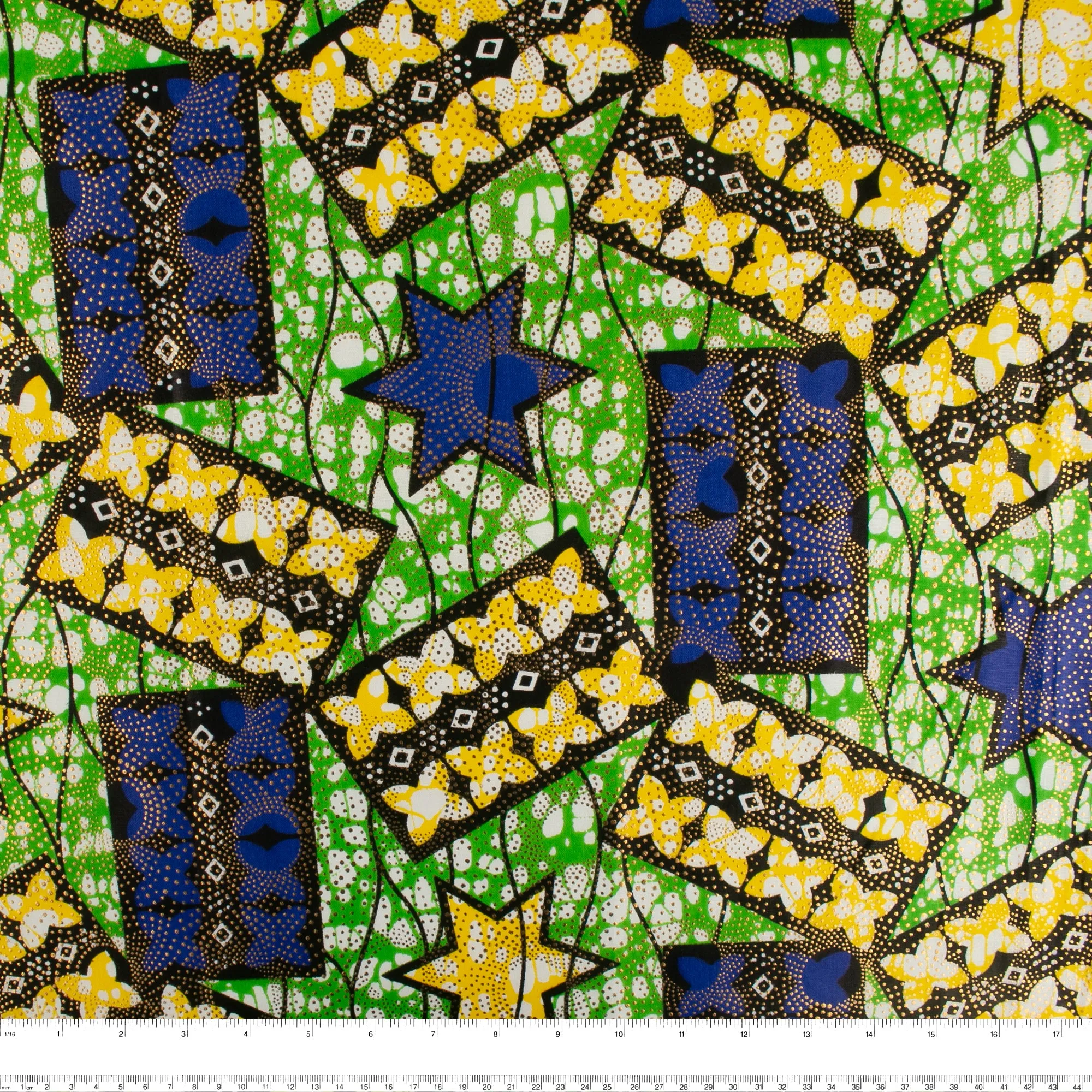 African Metallic Print - Rectangle - Green / Blue