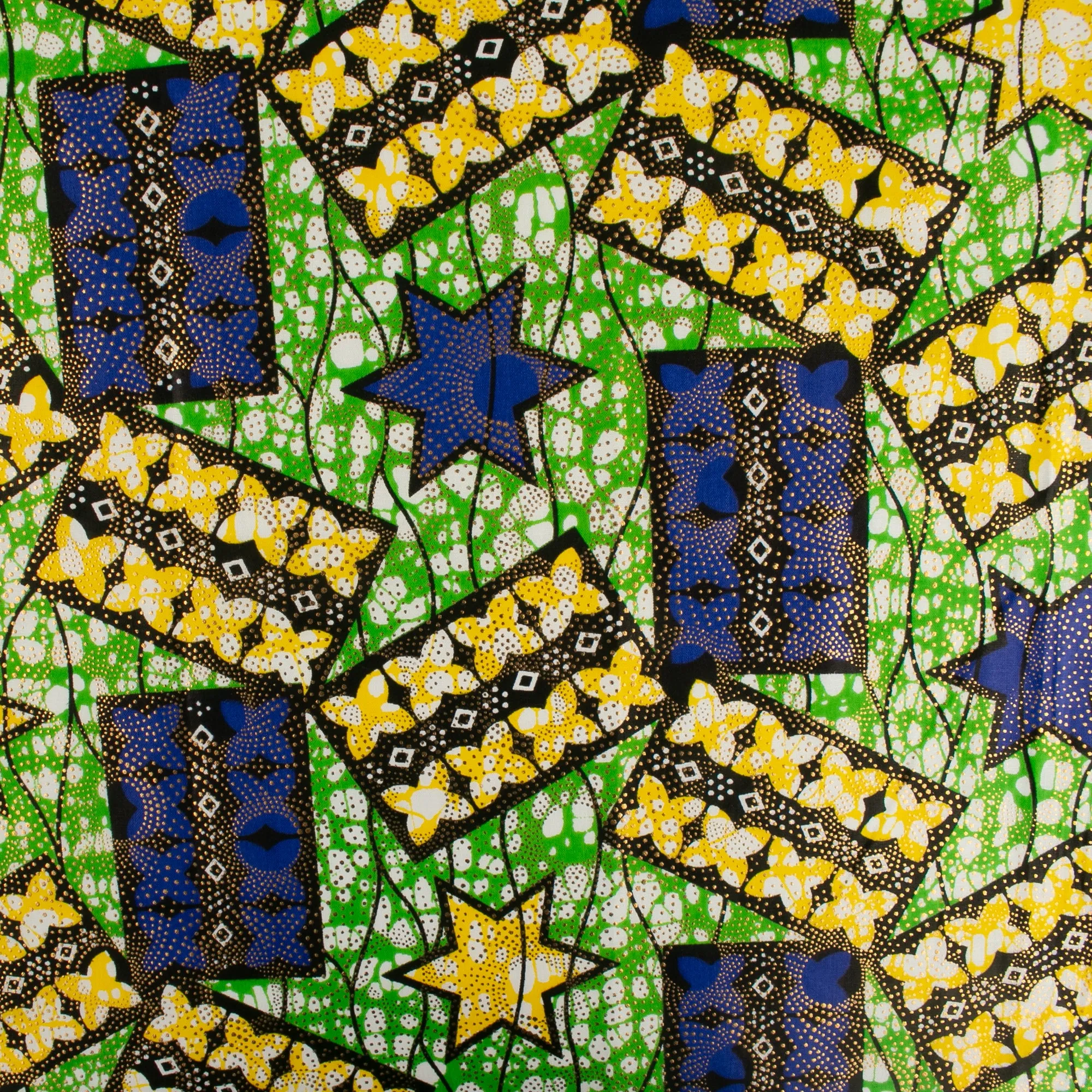 African Metallic Print - Rectangle - Green / Blue
