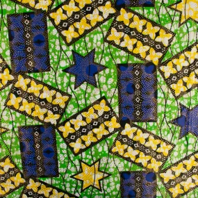 African Metallic Print - Rectangle - Green / Blue