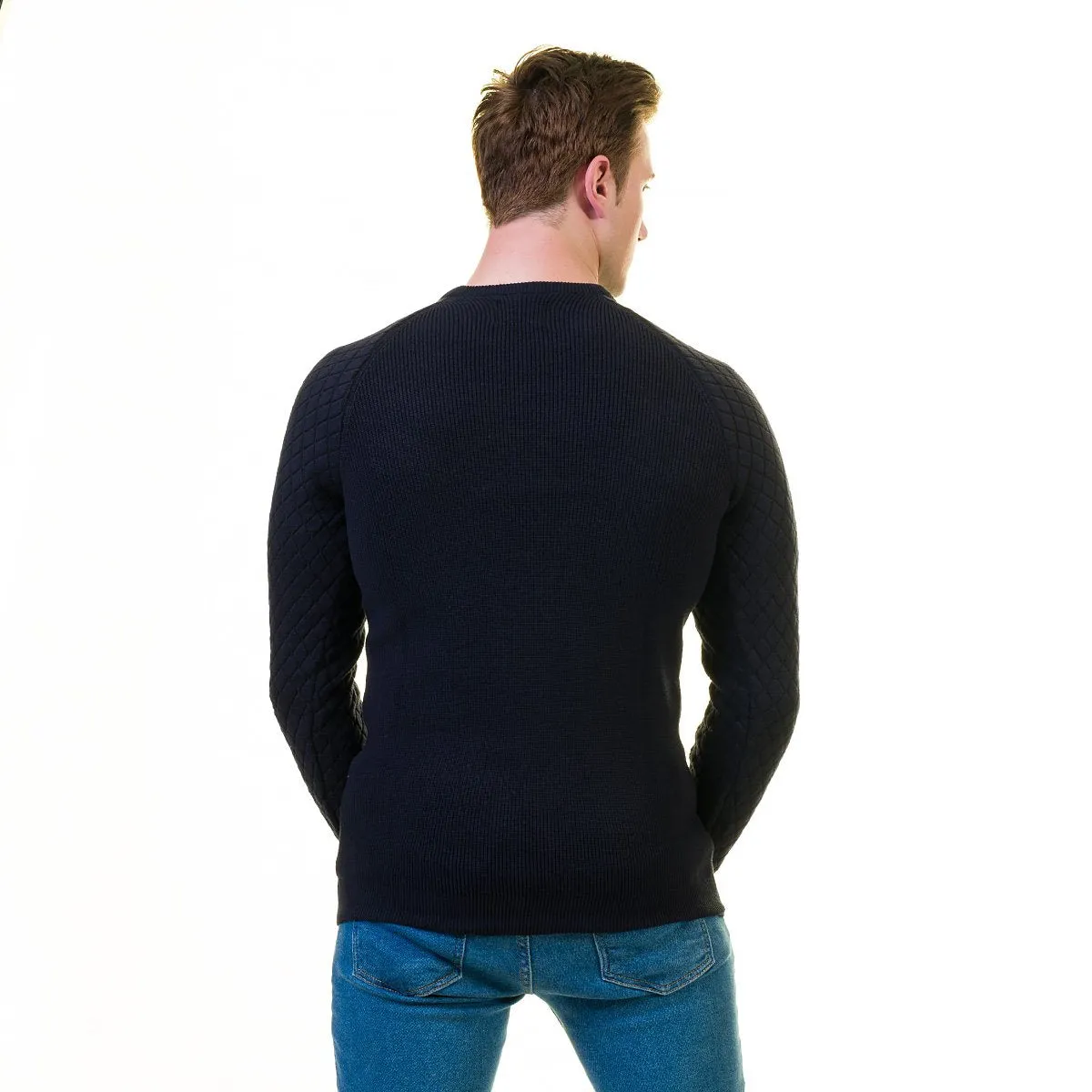 Black Check European Wool Luxury Zippered With Sweater Jacket Warm