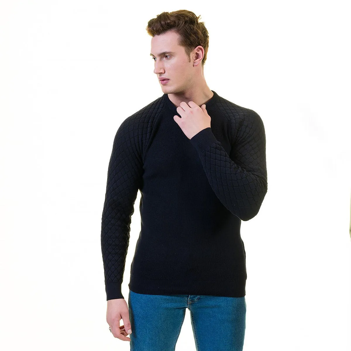 Black Check European Wool Luxury Zippered With Sweater Jacket Warm