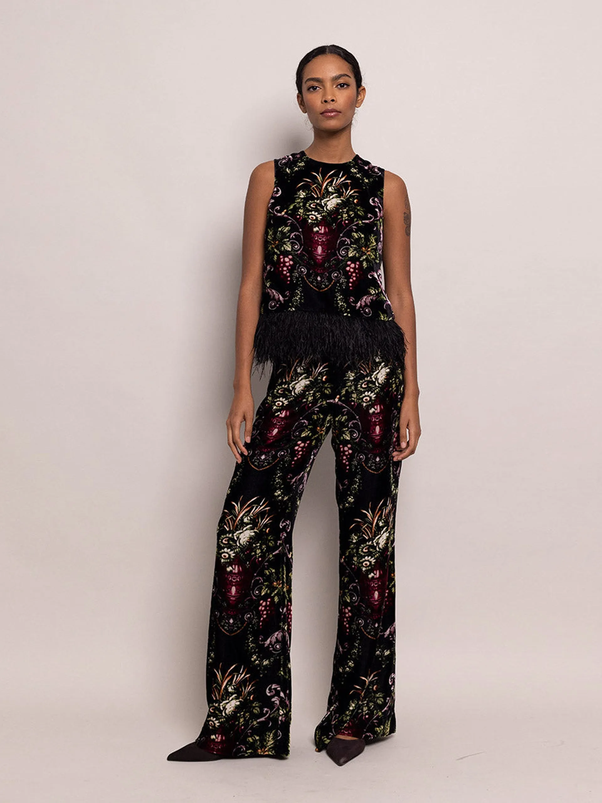 Black fleur Firenze pants