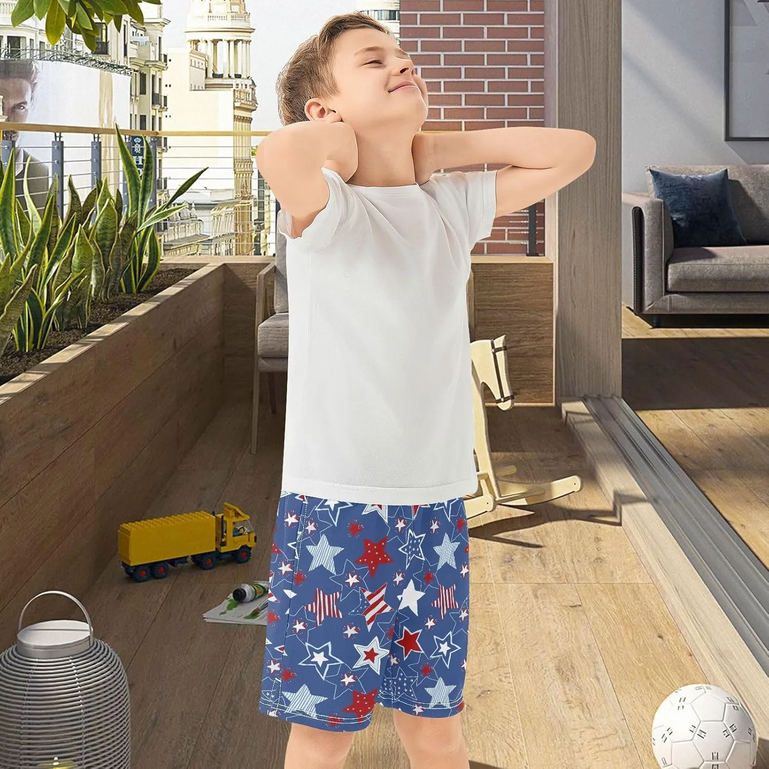 Boys Athletic Shorts Size 7-15 Boys' Casual Shorts with Pockets Elastic Waist Summer Kids Bottom for Sports Homewear