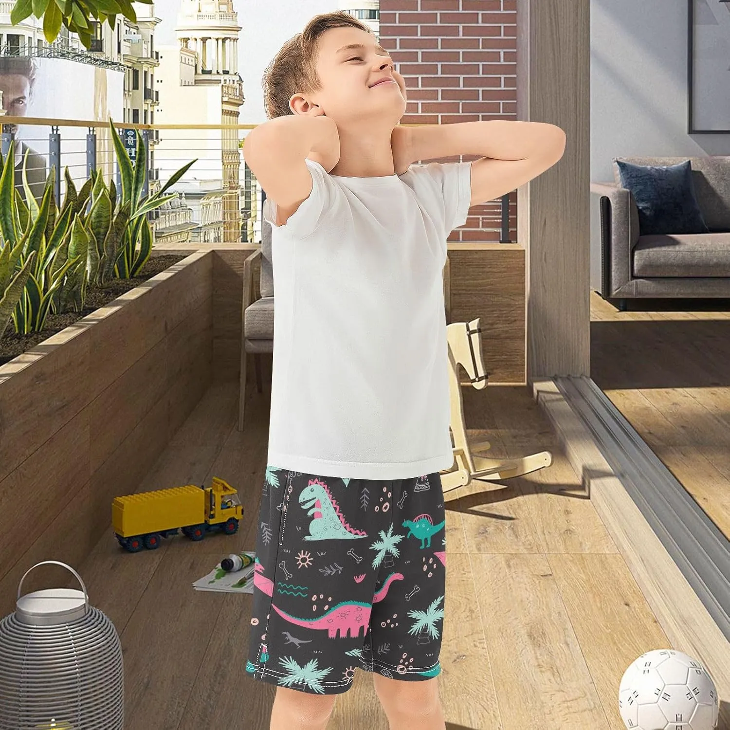 Boys Athletic Shorts Size 7-15 Boys' Casual Shorts with Pockets Elastic Waist Summer Kids Bottom for Sports Homewear