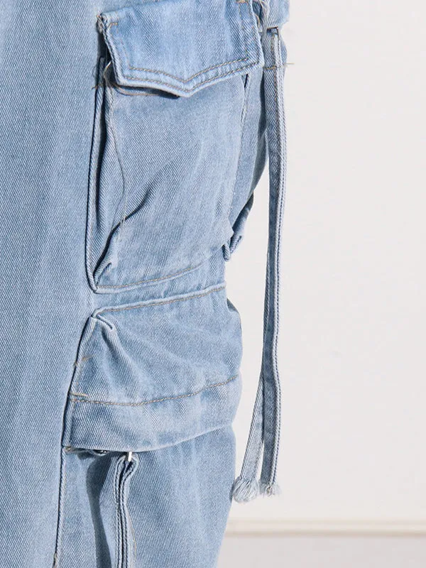 Buckle Split-back Split-Joint Streamer Zipper High Waisted Loose Skirts
