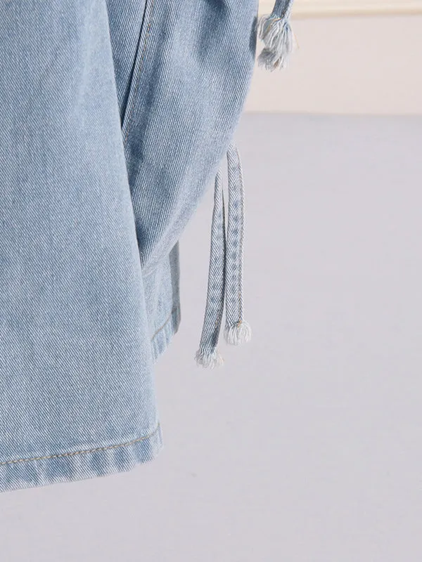 Buckle Split-back Split-Joint Streamer Zipper High Waisted Loose Skirts
