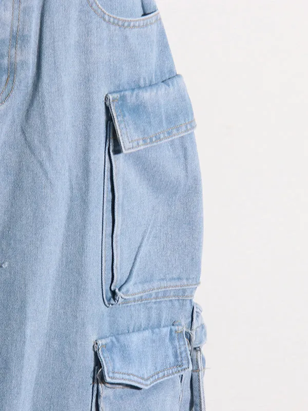Buckle Split-back Split-Joint Streamer Zipper High Waisted Loose Skirts