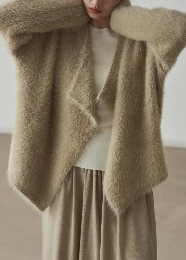 Classy Apricot  Cozy Mink Hair Knitted Cardigans Fall ML3233