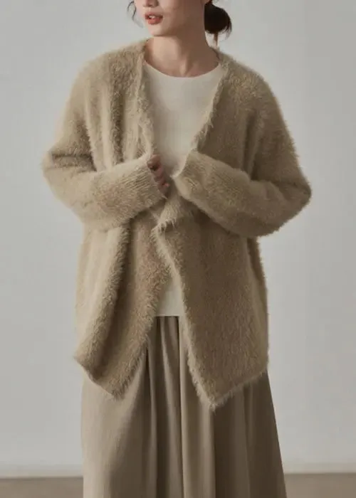 Classy Apricot  Cozy Mink Hair Knitted Cardigans Fall ML3233