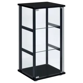 Contemporary Black & Glass Curio Cabinet | 3-Shelf Design