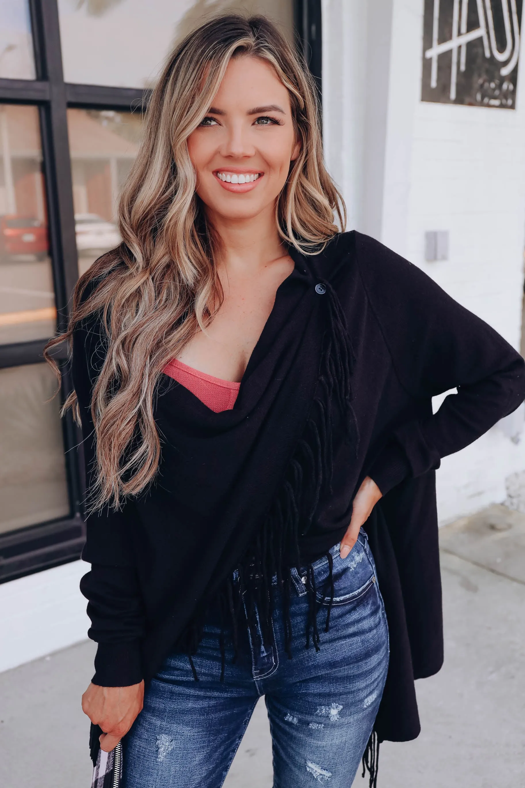 Cozy Crisscross Cardigan - Black