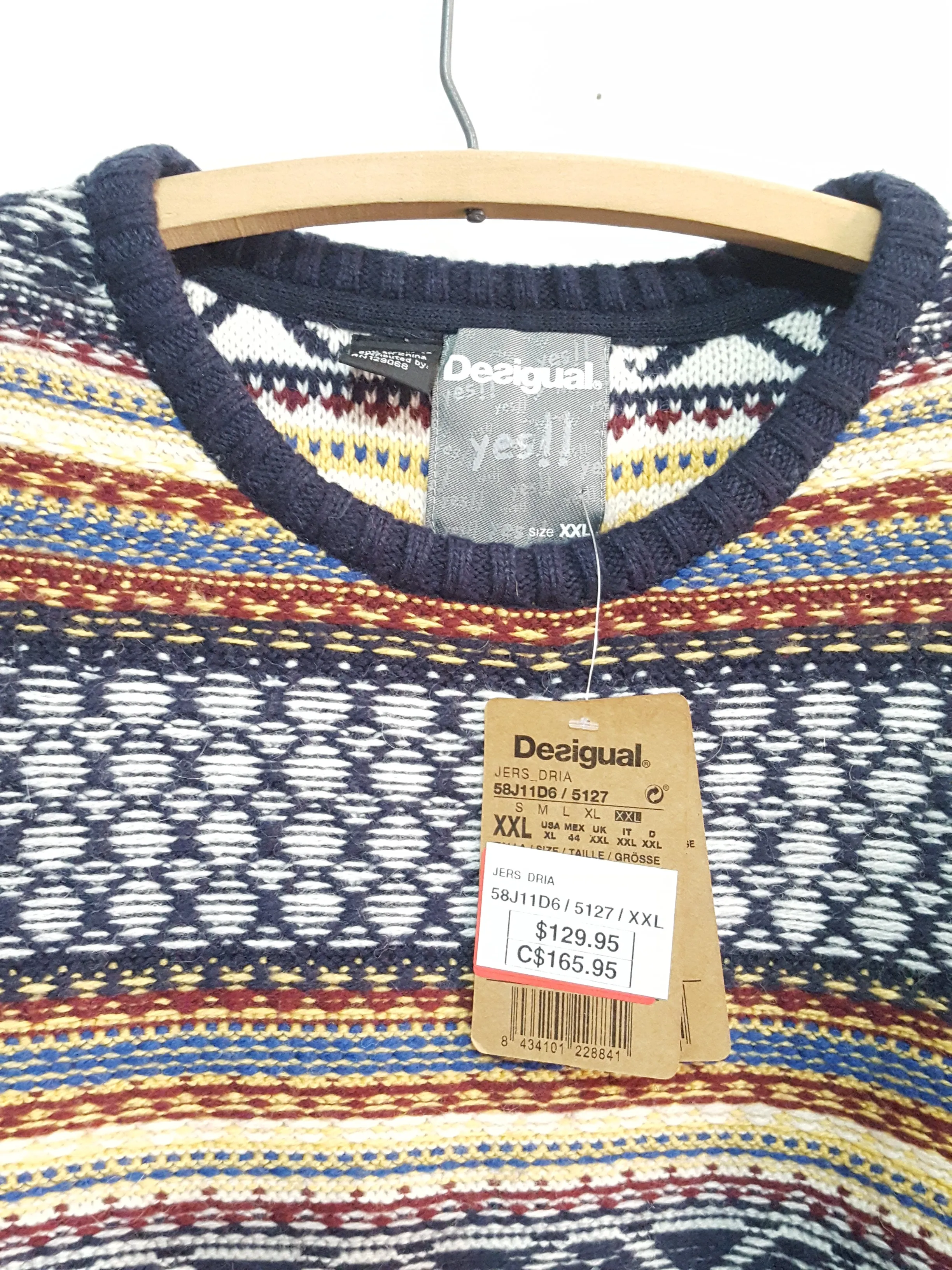 Desigual Jers  Dria Crew Neck Knit Sweater size XXL