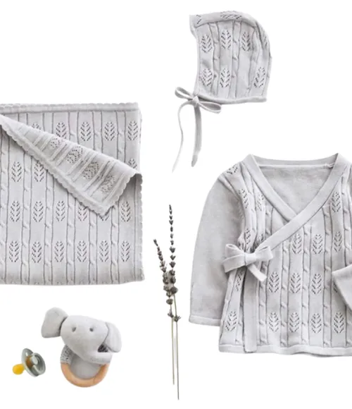 Dove Grey Baby Layette Gift Set
