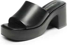 DREAM PAIRS High Chunky Platform Heels for Women Fashion Comfort Slip on Square Open Toe Block Heel Sandals