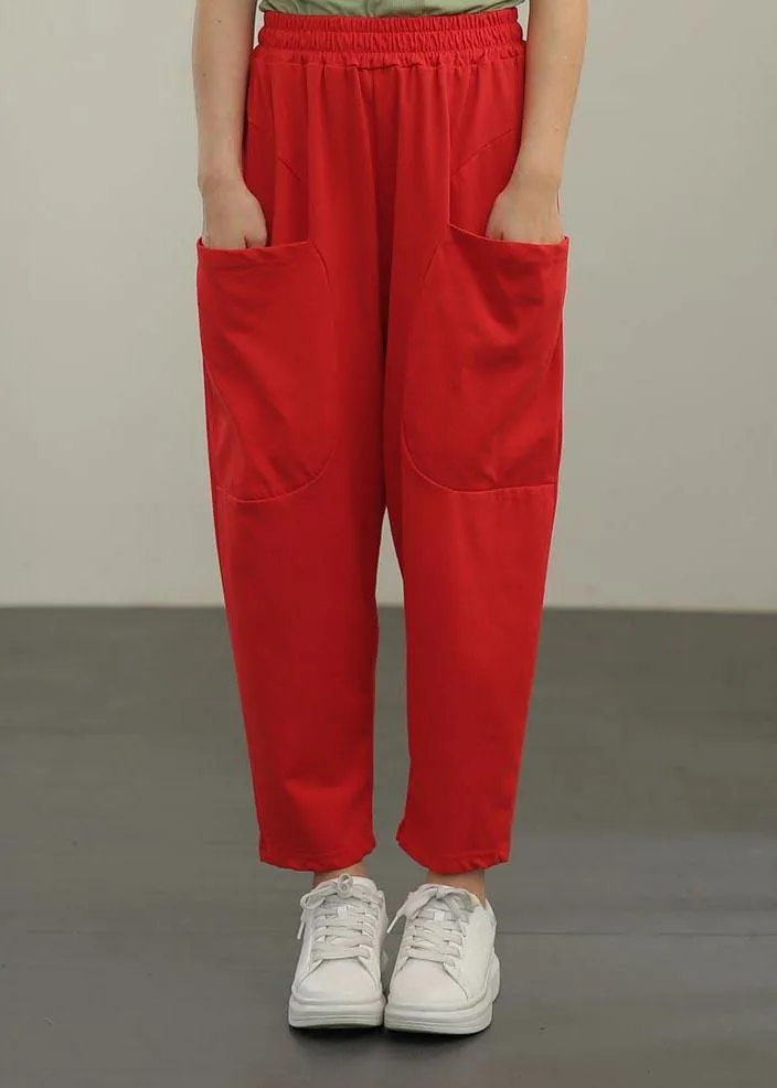 Elegant Red crop Harem  Pants Summer