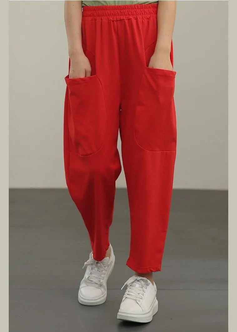 Elegant Red crop Harem  Pants Summer