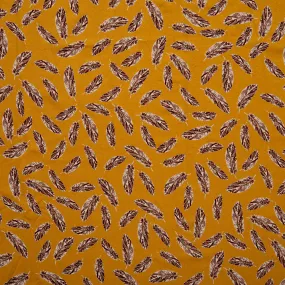 European Printed Knit - SOPHIA - Feathers - Mustard