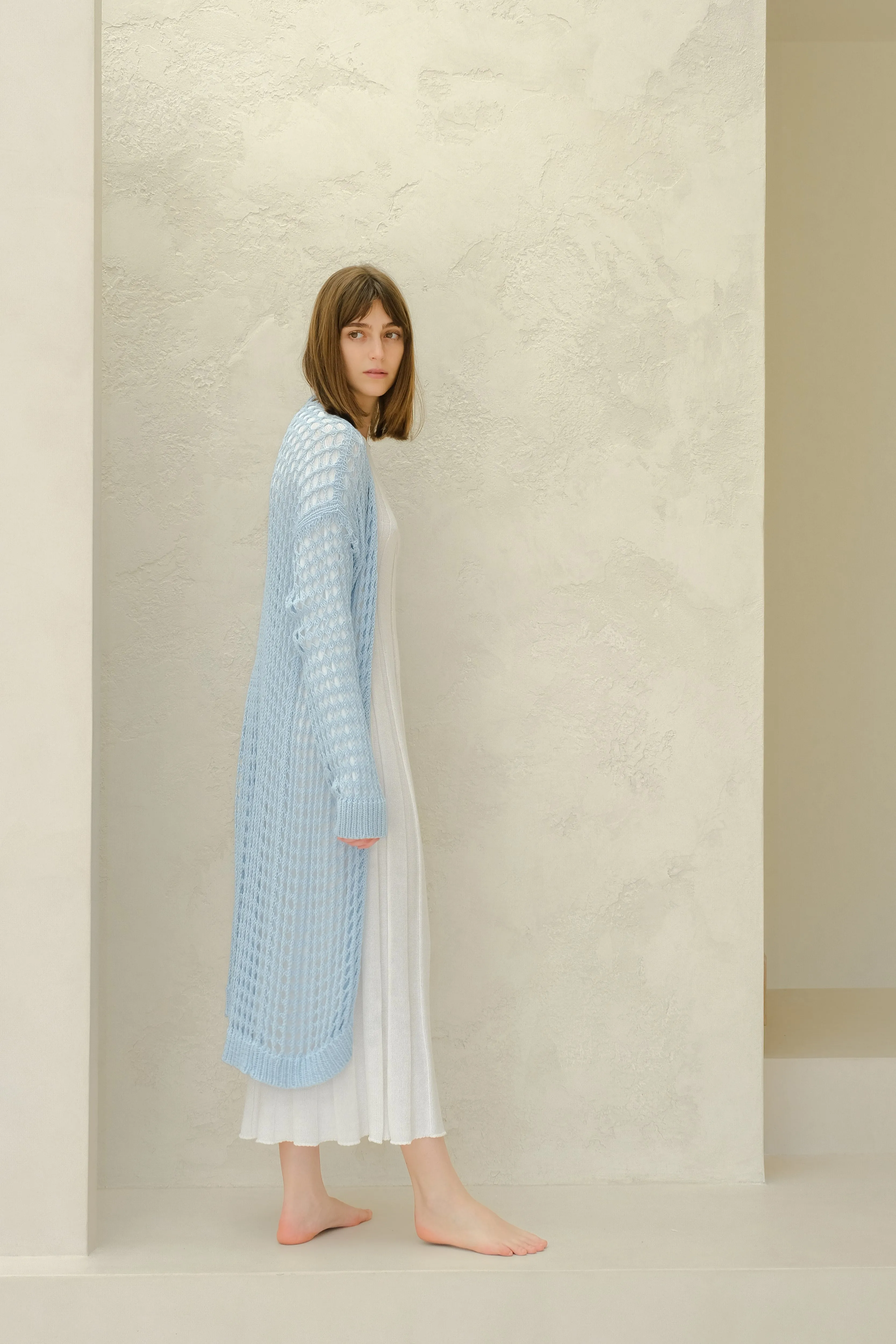 Fine Cotton Crochet Maxi Cardigan