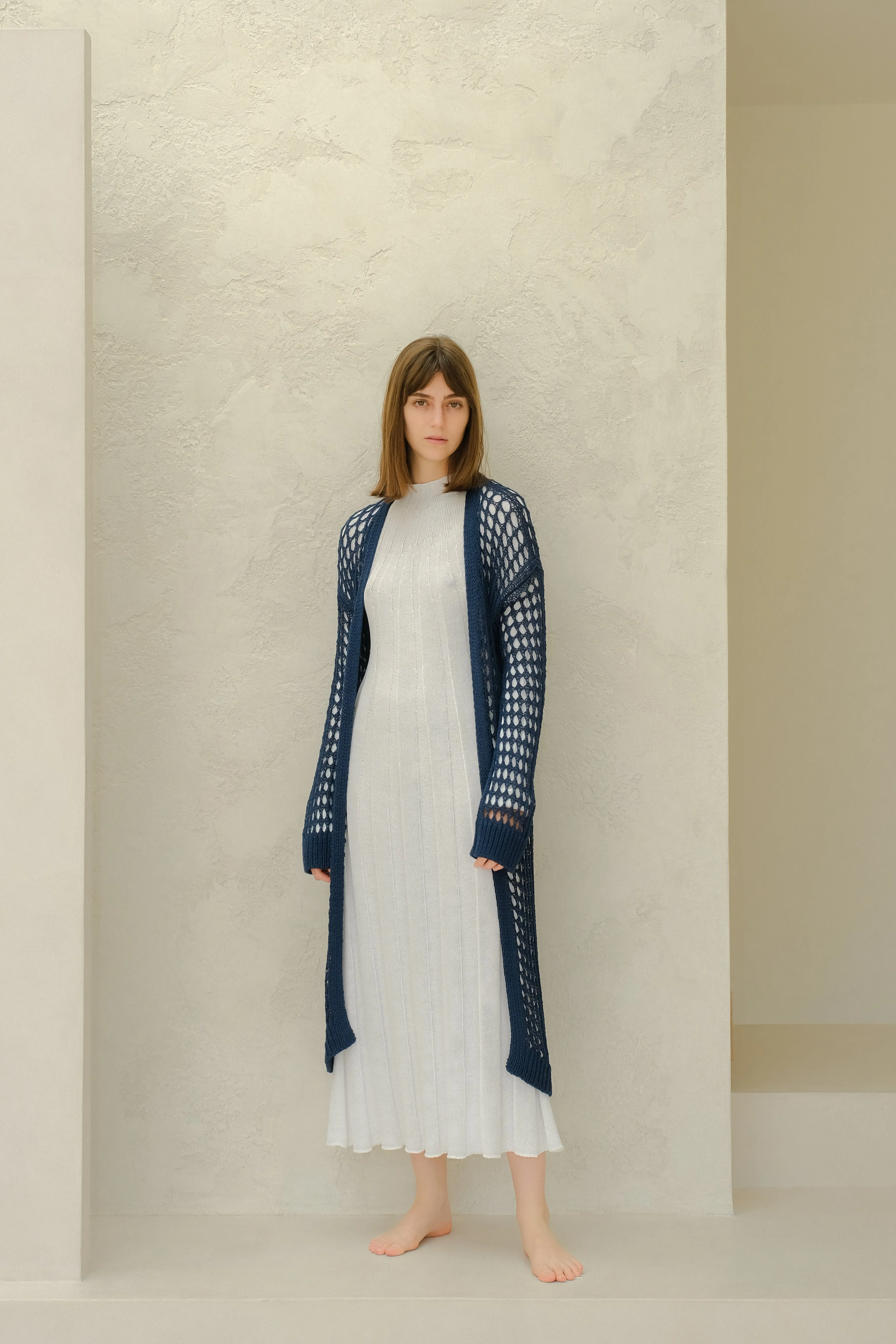 Fine Cotton Crochet Maxi Cardigan