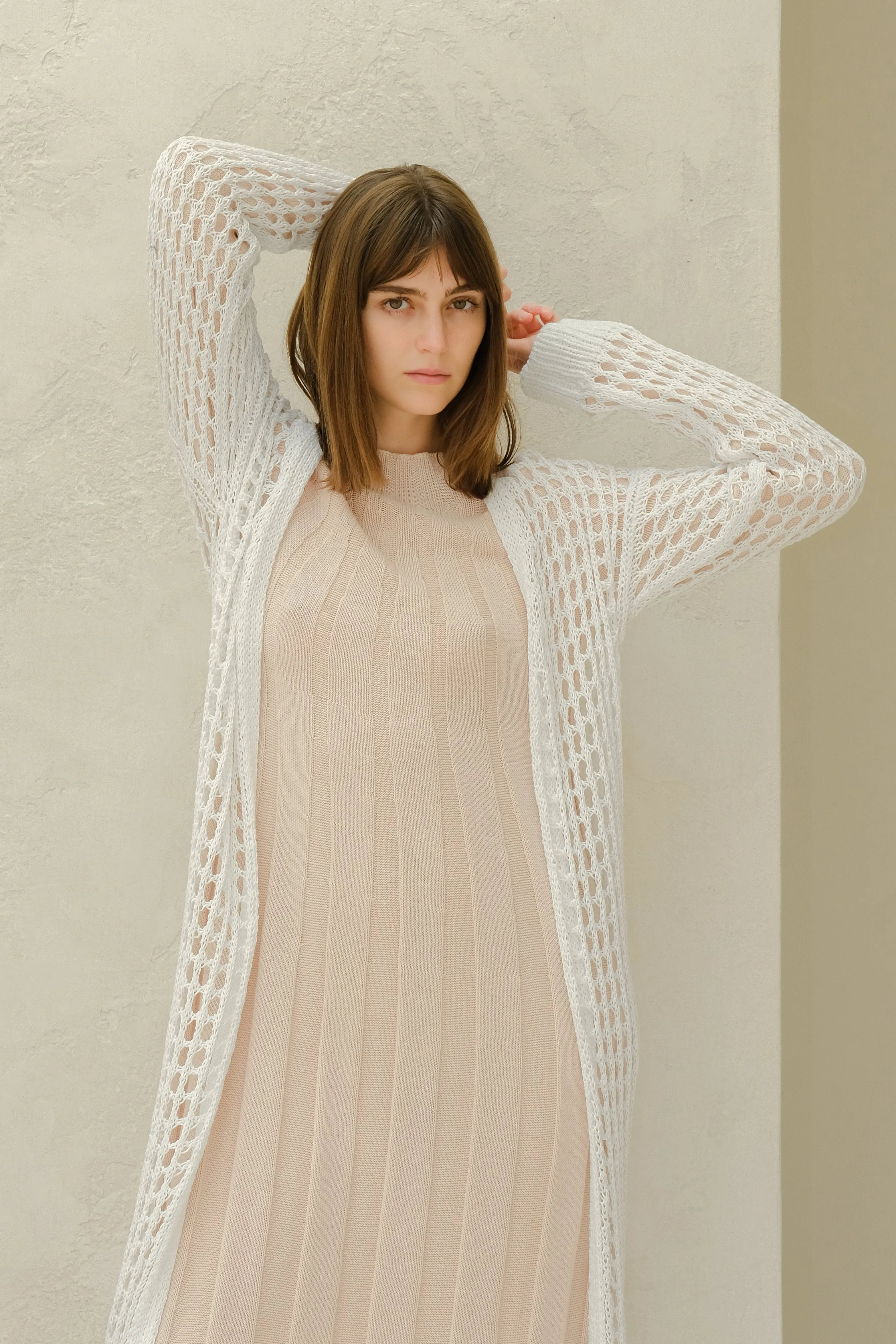 Fine Cotton Crochet Maxi Cardigan