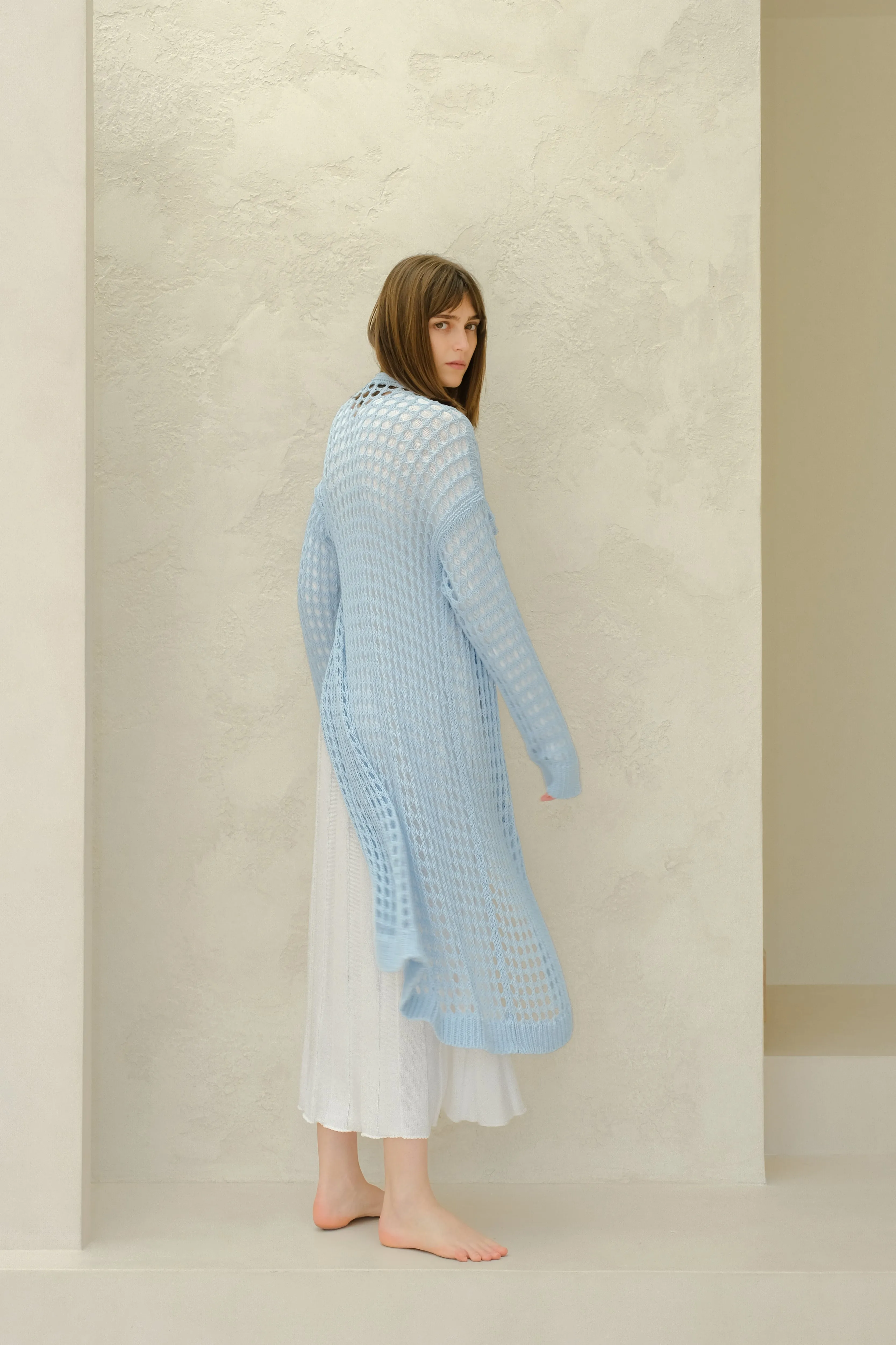 Fine Cotton Crochet Maxi Cardigan