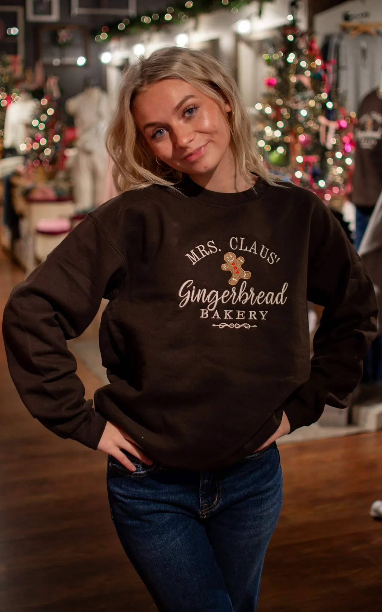 Gingerbread Bakery Embroidery Crewneck
