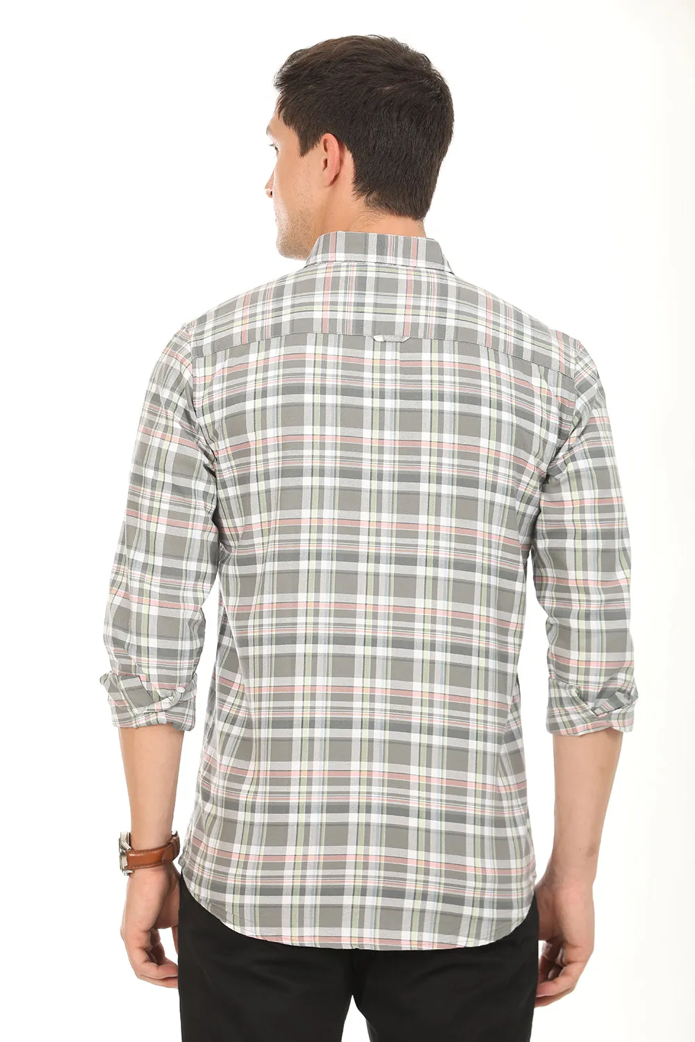 Gridline Checkered Shirt - Olive Green