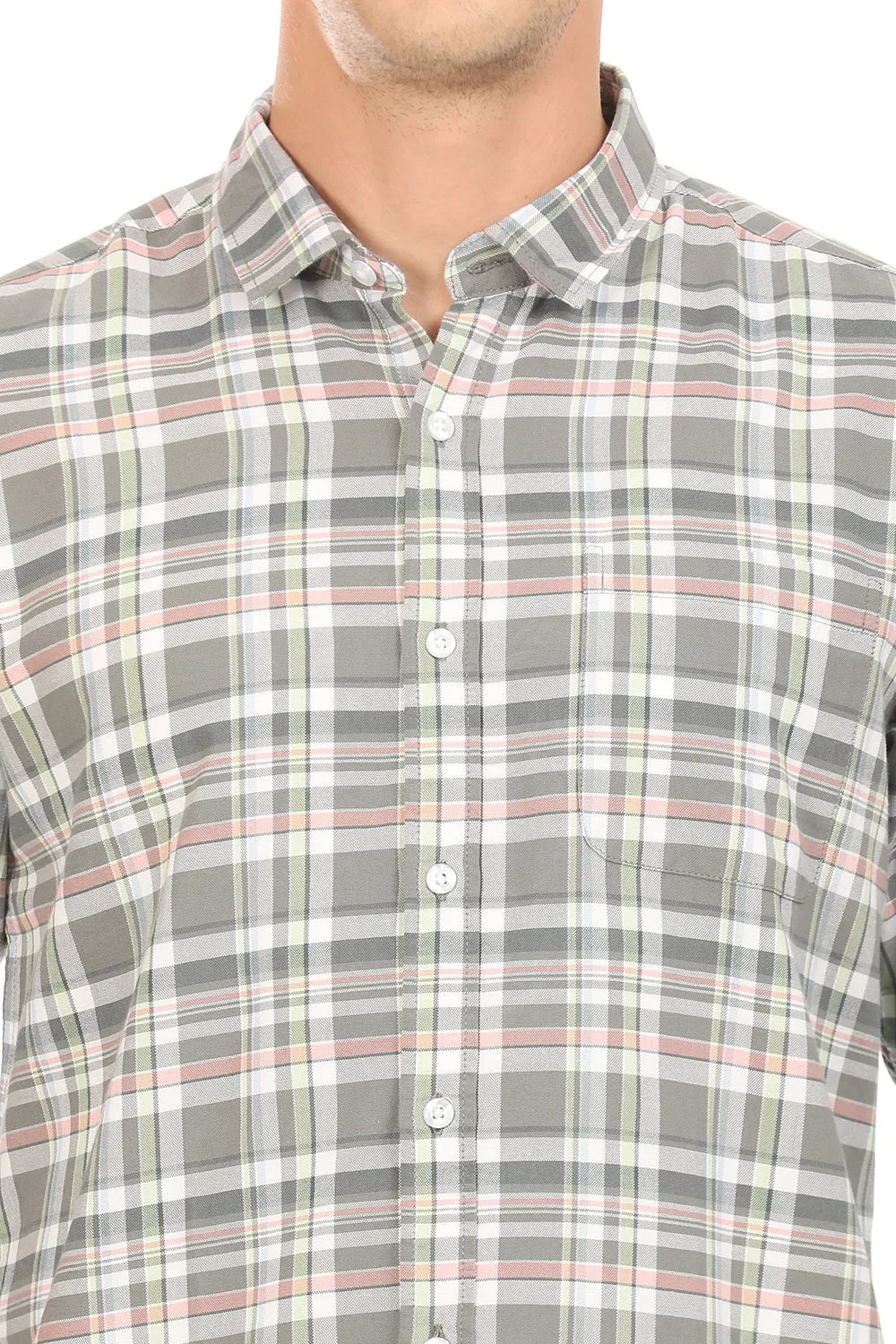 Gridline Checkered Shirt - Olive Green