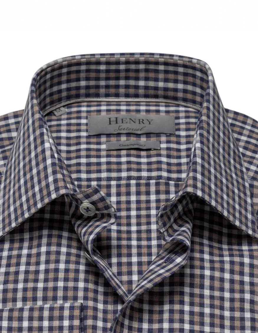 HENRY SARTORIAL Casual Check Shirt BLACK MULTI