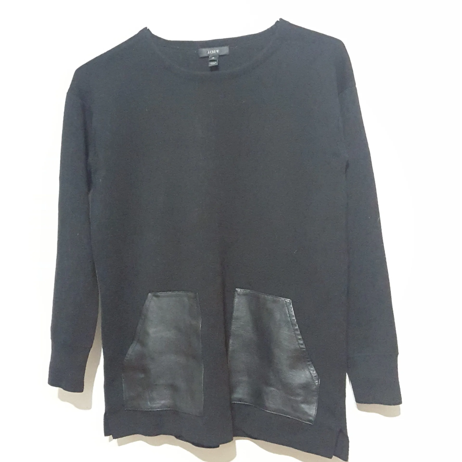 J.Crew Merino Leather Pocket Sweater Black size  XS