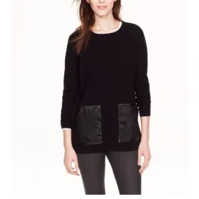 J.Crew Merino Leather Pocket Sweater Black size  XS