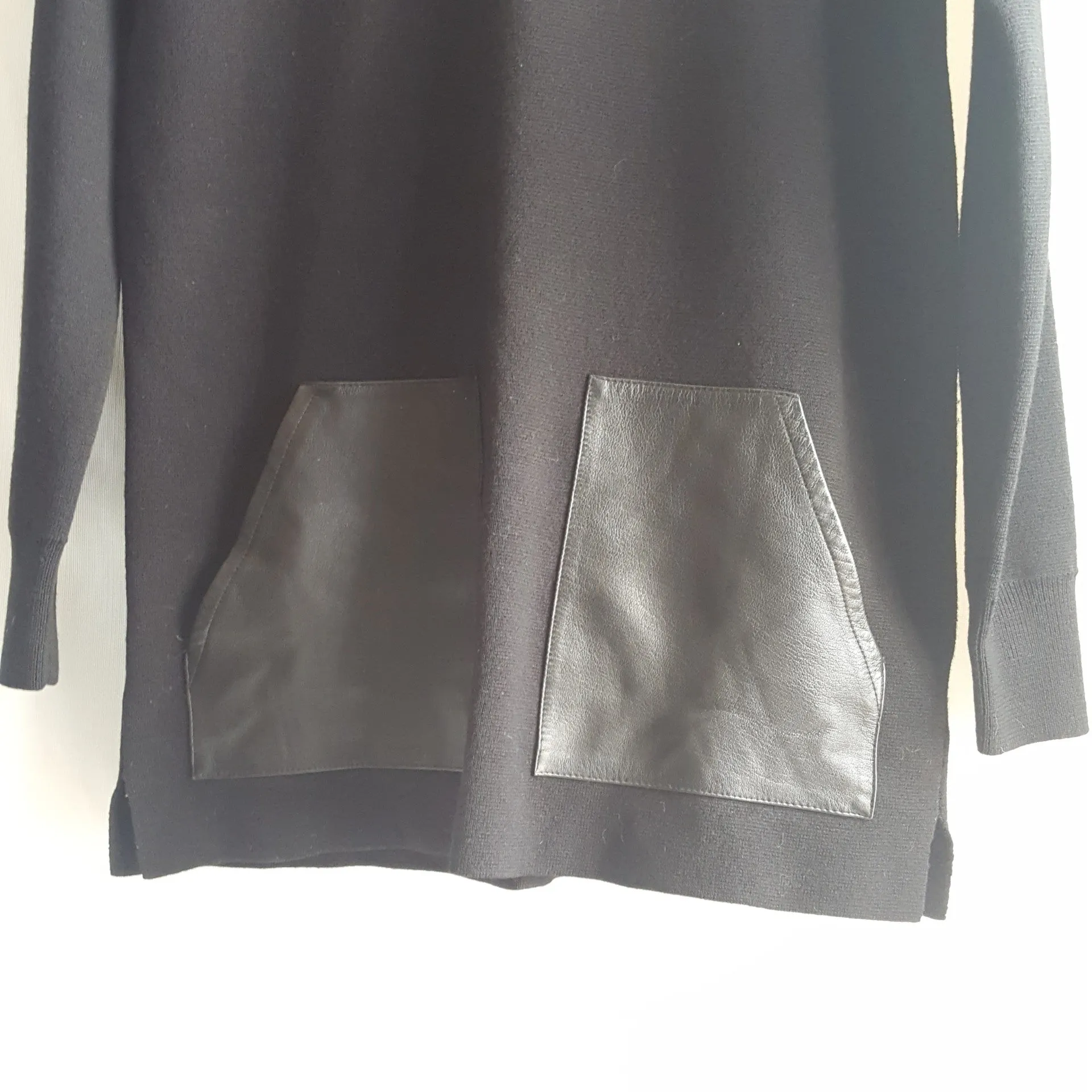 J.Crew Merino Leather Pocket Sweater Black size  XS
