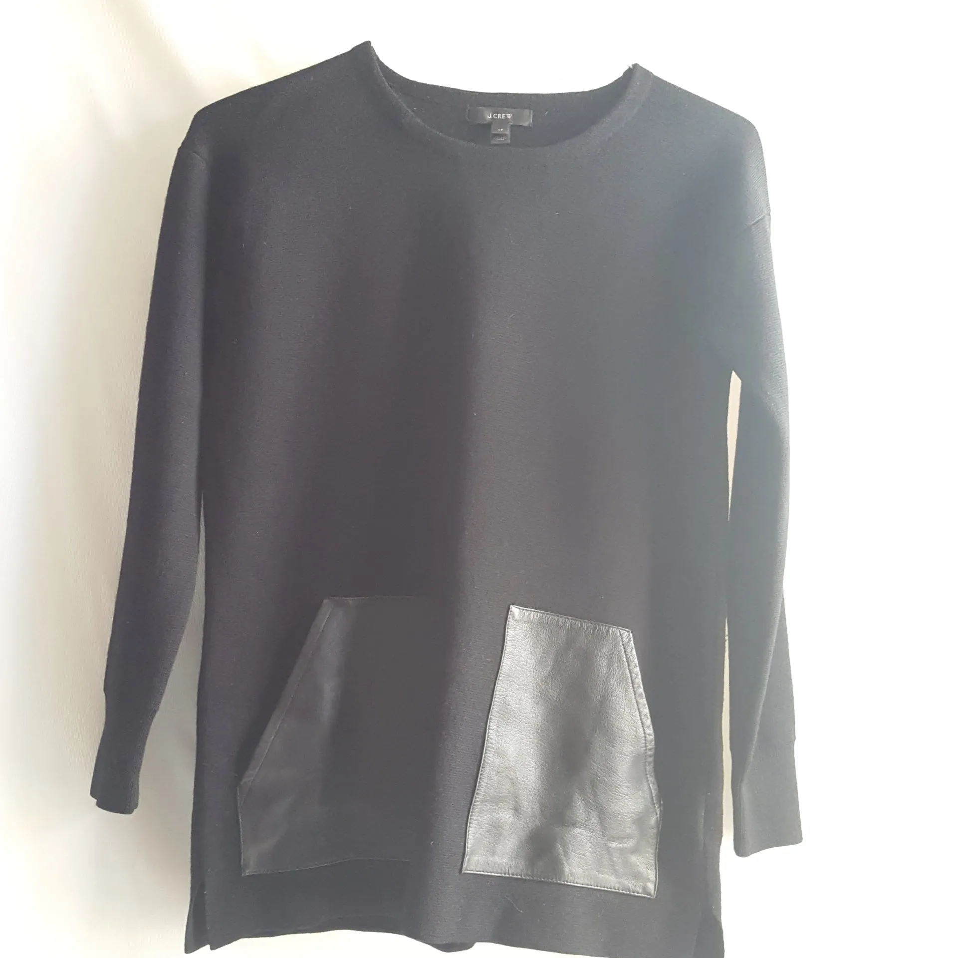 J.Crew Merino Leather Pocket Sweater Black size  XS