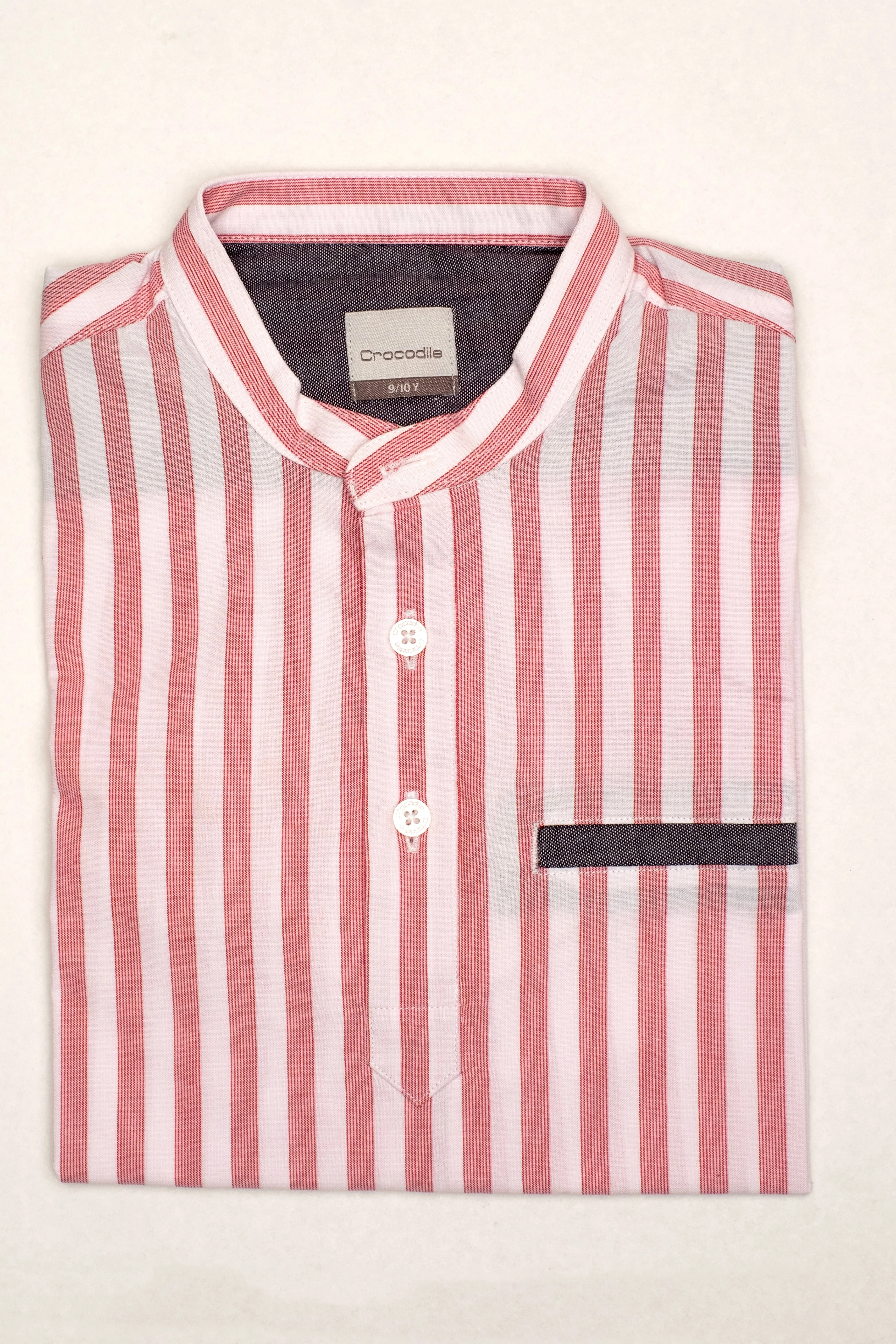 Kids Semi Casual Shirt Stripe-Poppy Red