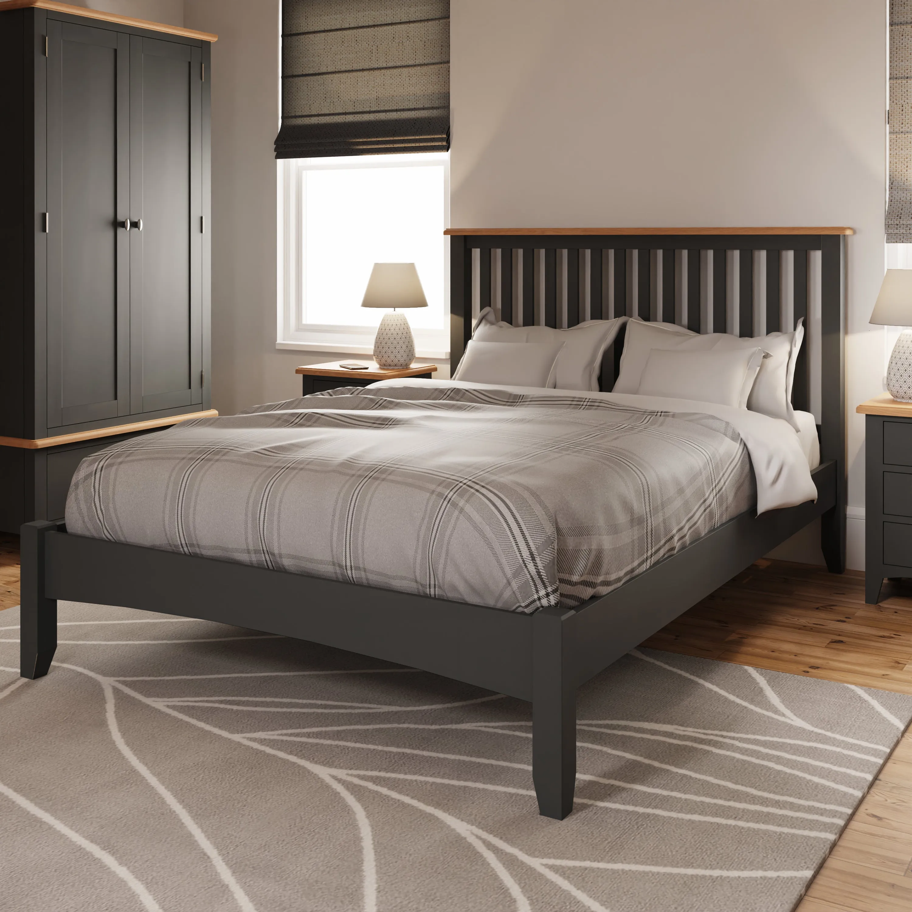 Malmesbury Grey Bed 4'6" Double 150 x 204 x 110 cm
