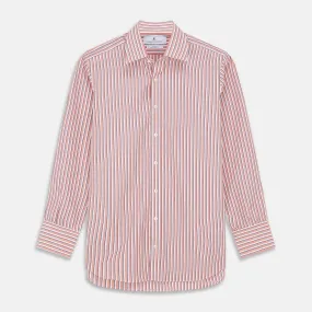 Orange and White Stripe Cotton Regular Fit Mayfair Shirt