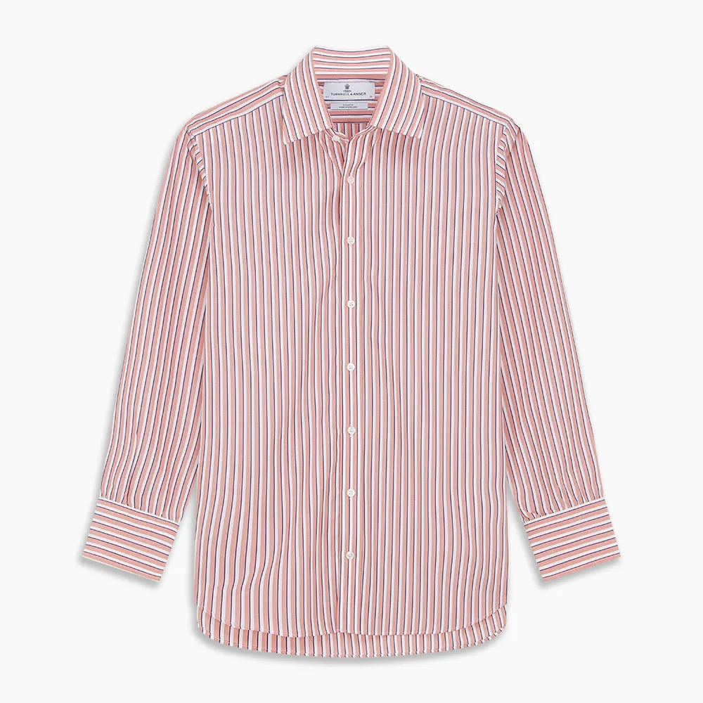 Orange and White Stripe Cotton Regular Fit Mayfair Shirt