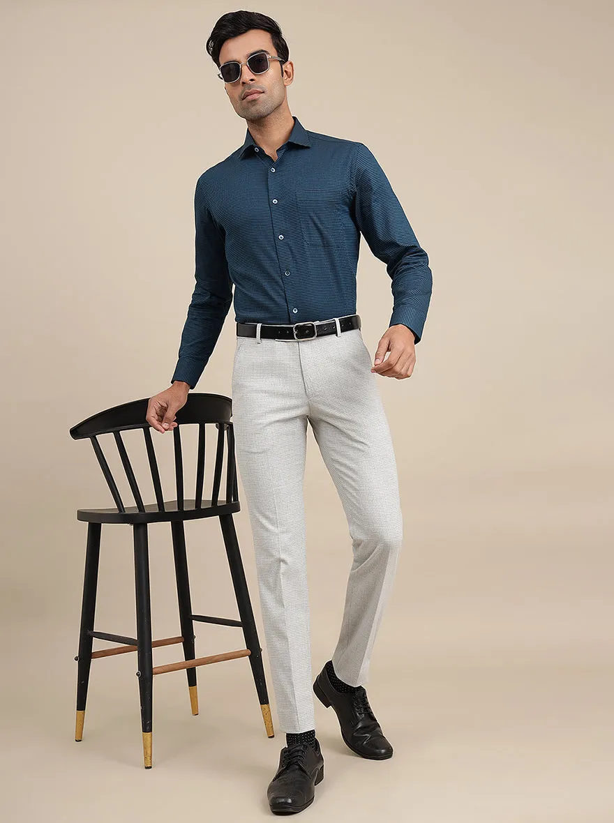 Peacock Blue Solid Slim Fit Formal Shirt | Metal