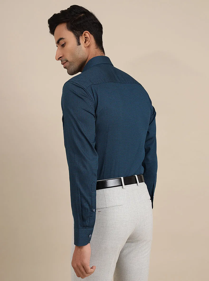 Peacock Blue Solid Slim Fit Formal Shirt | Metal
