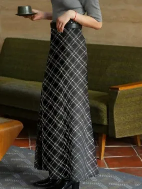 Plaid Printed Split-Back A-Line Skirts Bottoms