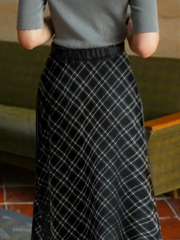 Plaid Printed Split-Back A-Line Skirts Bottoms