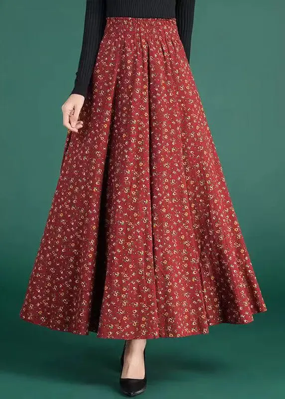 Pockets Cotton Skirts High Waist Fall