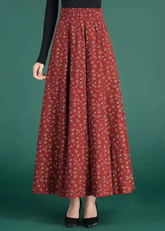Pockets Cotton Skirts High Waist Fall