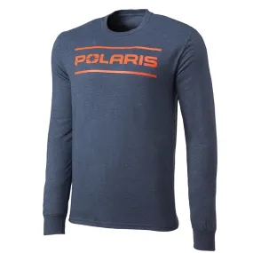 Polaris  Navy Long Sleeve Dash Tee Shirt Comfortable Cotton Blend Graphic Casual