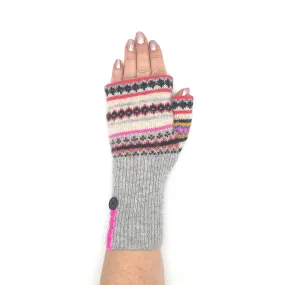 Recycled pink pop stripes no wool Kitten Mittens, short