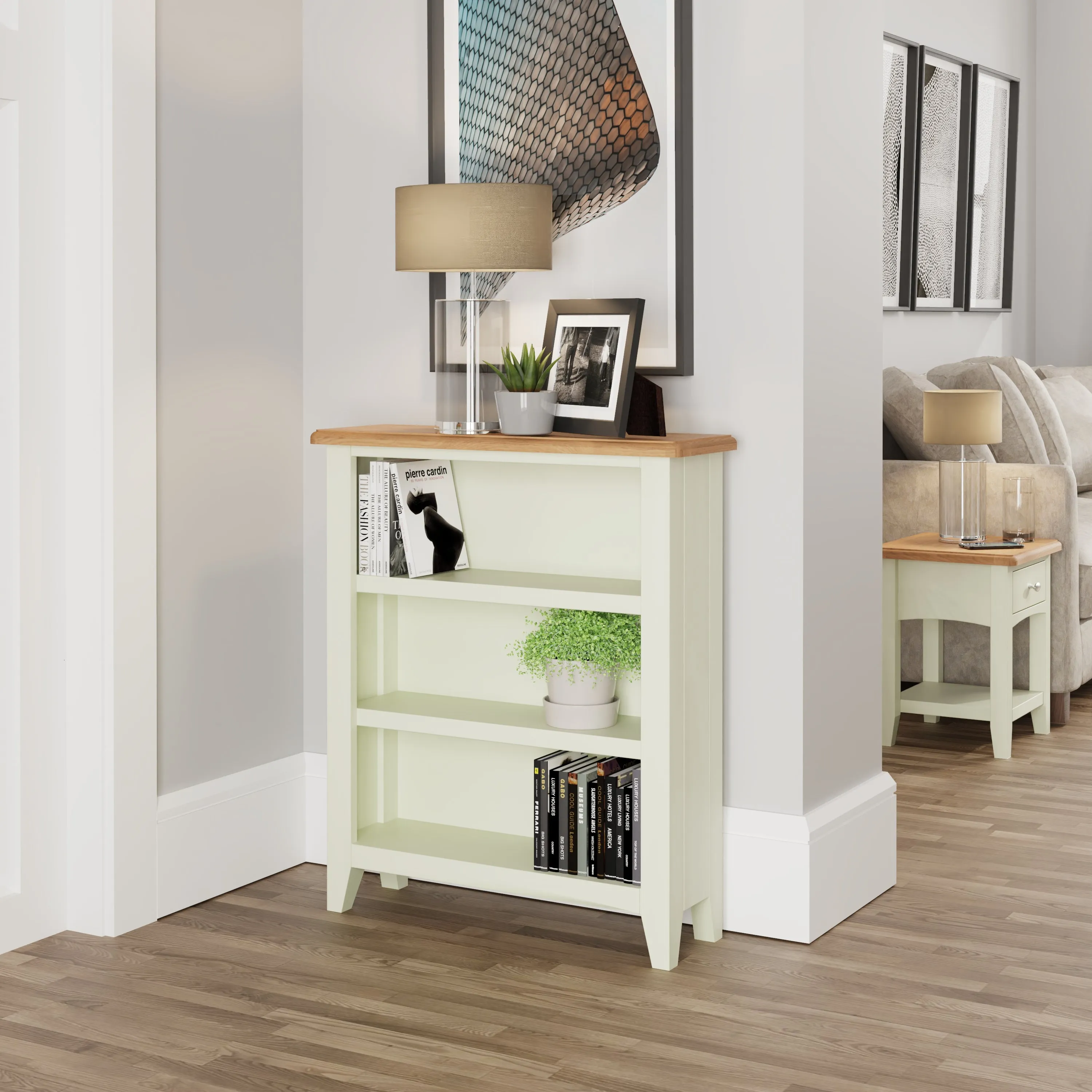 Salisbury Pure White Bookcase Small Wide 70 x 22 x 82 cm