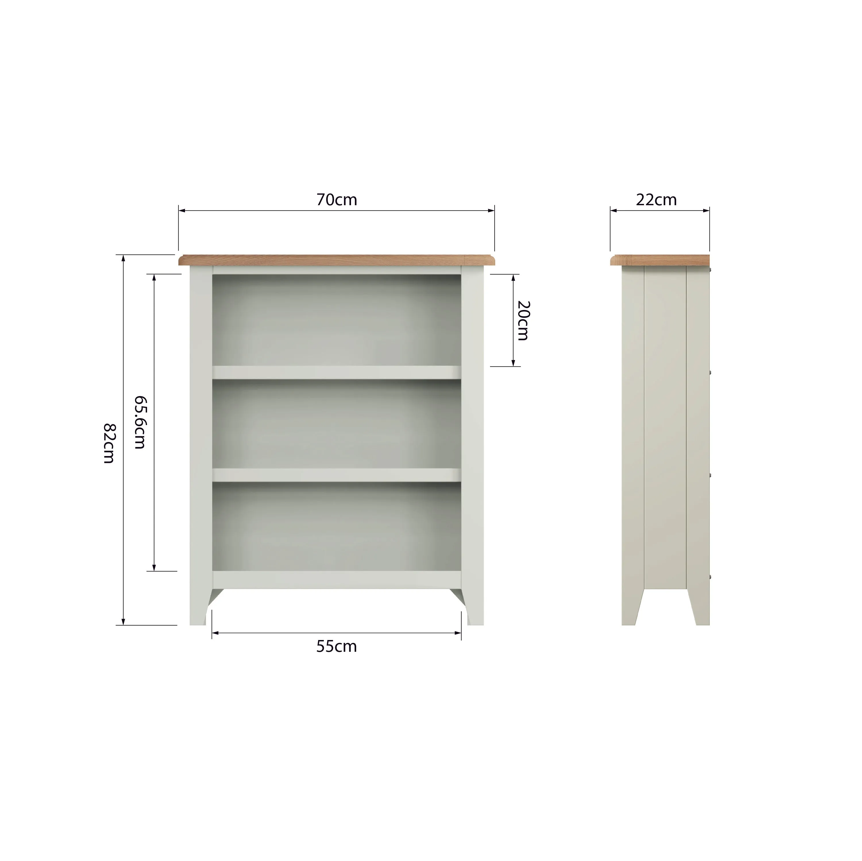 Salisbury Pure White Bookcase Small Wide 70 x 22 x 82 cm