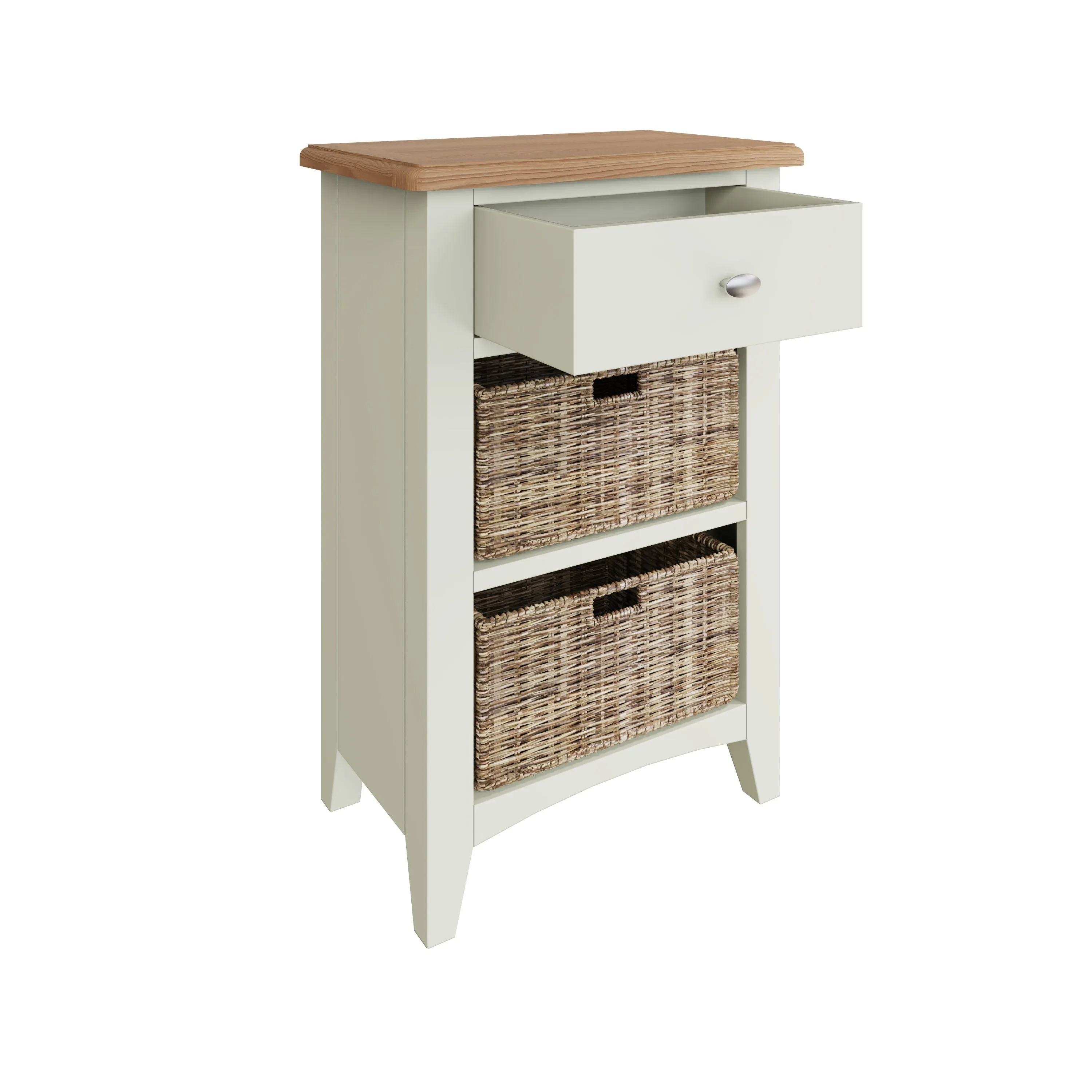 Salisbury Pure White Cabinet 1 Drawer 2 Basket 50 x 30 x 75 cm