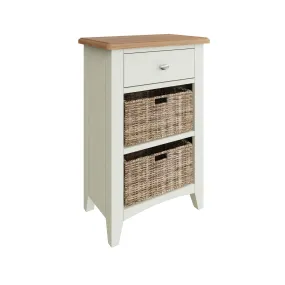Salisbury Pure White Cabinet 1 Drawer 2 Basket 50 x 30 x 75 cm