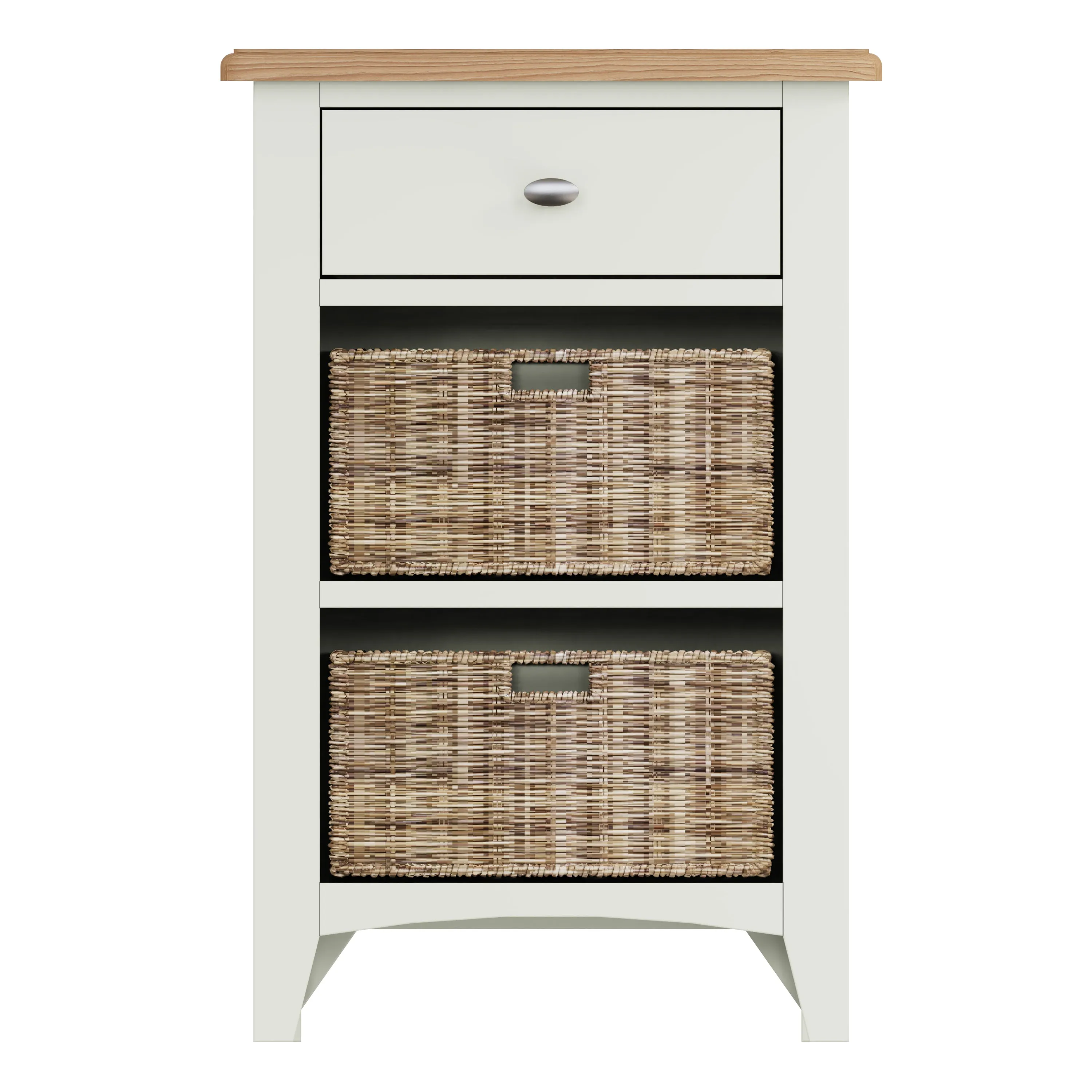 Salisbury Pure White Cabinet 1 Drawer 2 Basket 50 x 30 x 75 cm